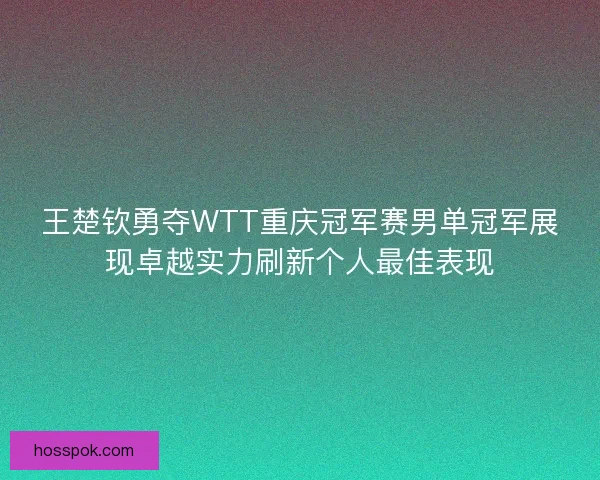 王楚钦勇夺WTT重庆冠军赛男单冠军展现卓越实力刷新个人最佳表现